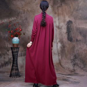 High-Neck Long Sleeve Knitwear Pleated Maxi Sweater Dress