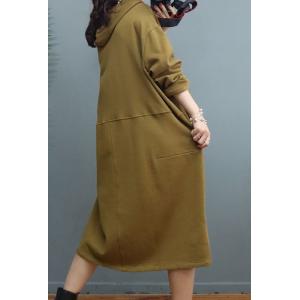 Leisure Style Hoodie Dress Plain Cotton Large Dress