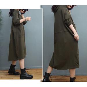 Leisure Style Hoodie Dress Plain Cotton Large Dress