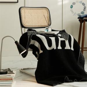 Letter Printed Modern Blanket Cozy Black and White Throw Blanket