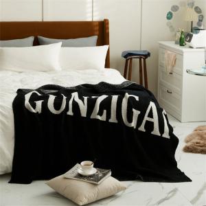 Letter Printed Modern Blanket Cozy Black and White Throw Blanket