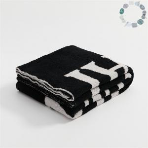 Letter Printed Modern Blanket Cozy Black and White Throw Blanket