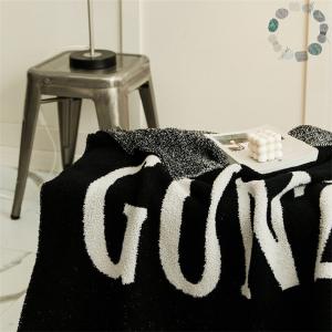 Letter Printed Modern Blanket Cozy Black and White Throw Blanket