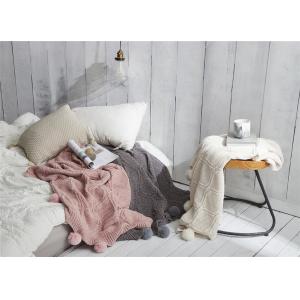 Minimalist Fashion Pom Pom Throw Chunky Knit Sofa Blanket