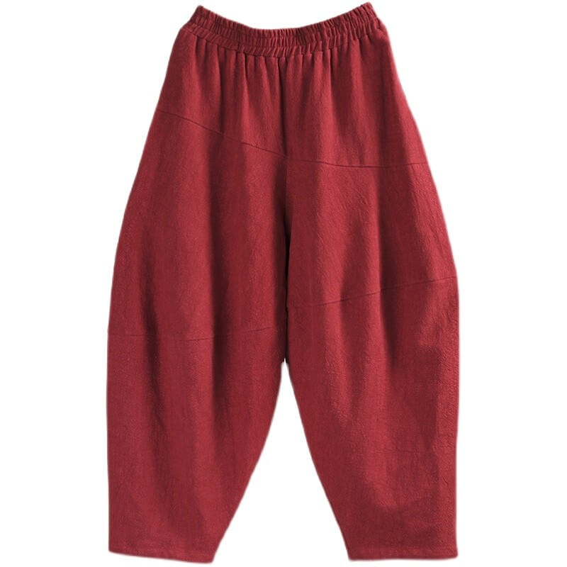 Chunky Linen Winter Loose Pants Solid Colors Harem Pants in Red Dark ...