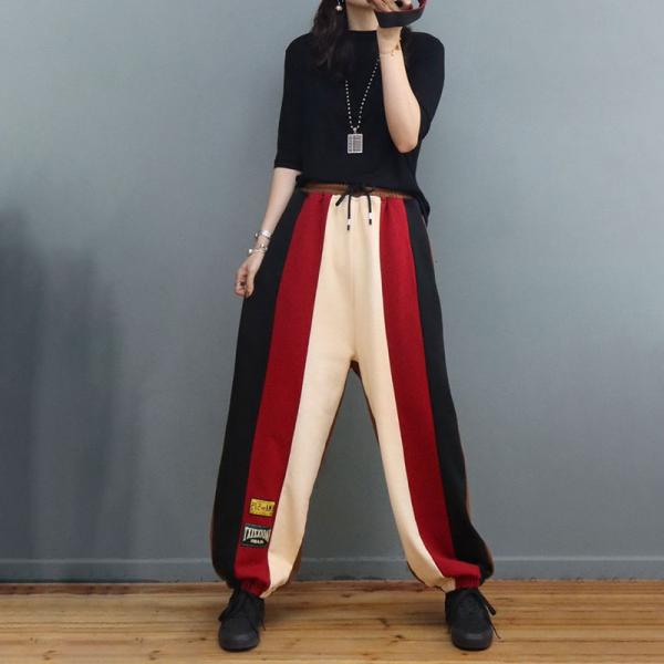 Colorful Chunky Striped Cotton Pants Sports Sweat Pants