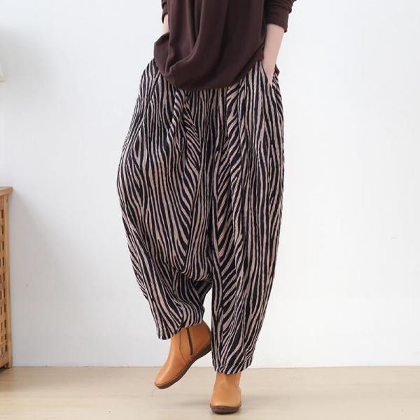 Relax-Fit Striped Carrot Pants Womens High Rise Elephant Pants