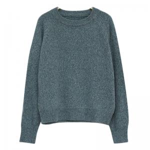 Minimalist Fashion Sheep Wool Sweater Cozy Blue Knit Sweater