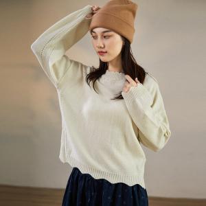 Girlish Winter Pastel Sweater Hollow Out Casual Jumper
