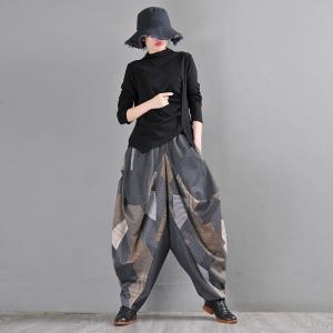 Abstract Geometric Elephant Pants Plus Size Winter Harem Pants