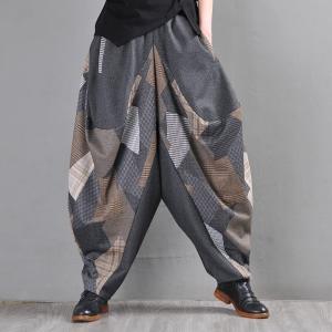 Abstract Geometric Elephant Pants Plus Size Winter Harem Pants