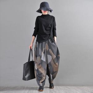 Abstract Geometric Elephant Pants Plus Size Winter Harem Pants