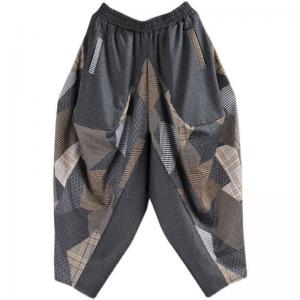 Abstract Geometric Elephant Pants Plus Size Winter Harem Pants