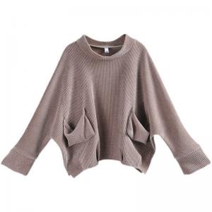 Front Pockets Designer Pullover Mock Neck Oversized Sweatshirt