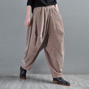 Original Design Camel Harem Pants Womens Plus Size Suede Pants