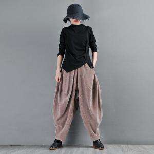 Original Design Camel Harem Pants Womens Plus Size Suede Pants