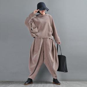Original Design Camel Harem Pants Womens Plus Size Suede Pants