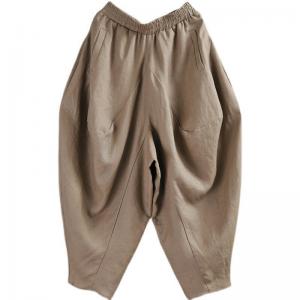 Earthy Tones Plus Size Hippie Pants Organic Linen Trousers