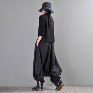 Side Drawstring Casual Flax Pants Loose Linen Elephant Pants