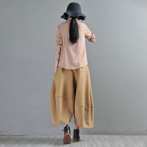 Winter Fashion Tweed Cropped Pants Light Camel Pantalettes