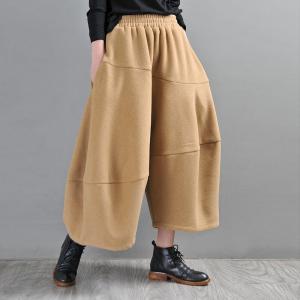 Winter Fashion Tweed Cropped Pants Light Camel Pantalettes