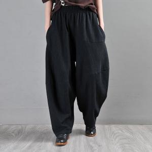 Chunky Linen Winter Loose Pants Solid Colors Harem Pants