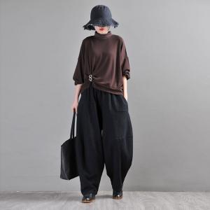 Chunky Linen Winter Loose Pants Solid Colors Harem Pants