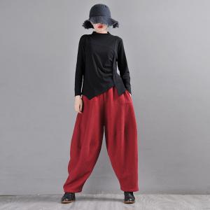 Chunky Linen Winter Loose Pants Solid Colors Harem Pants