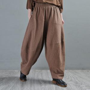 Chunky Linen Winter Loose Pants Solid Colors Harem Pants