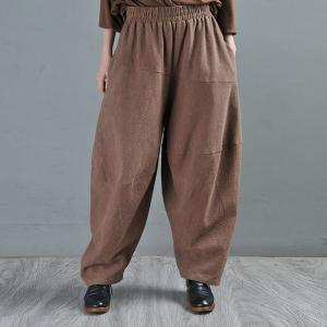 Chunky Linen Winter Loose Pants Solid Colors Harem Pants