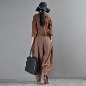 Chunky Linen Winter Loose Pants Solid Colors Harem Pants