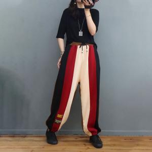 Colorful Chunky Striped Cotton Pants Sports Sweat Pants