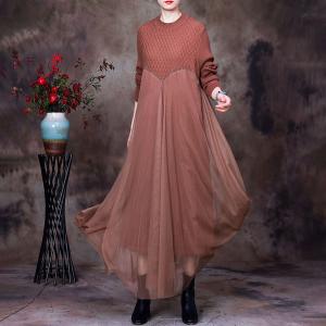 Long Sleeves Winter Gauze Dress Loose Elegant Sweater Dress