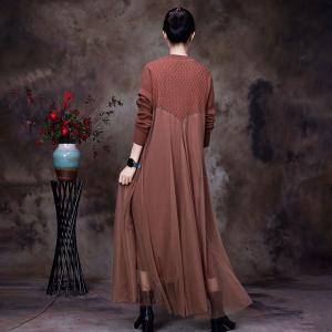 Long Sleeves Winter Gauze Dress Loose Elegant Sweater Dress