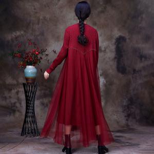 Long Sleeves Winter Gauze Dress Loose Elegant Sweater Dress