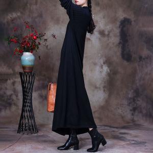 High Neck Long Sleeves Jersey Dress Plain Knitting Jumper Dress