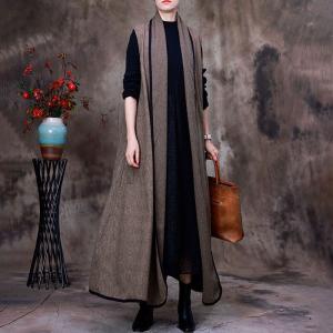 Wool Blend Vest Coat Womens Long Winter Waistcoat