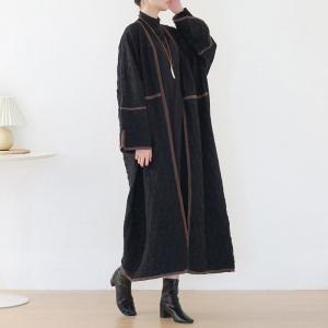 Winter Fashion Black Overcoat Plus Size Pleated Kimono Cardigan