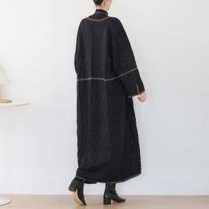 Winter Fashion Black Overcoat Plus Size Pleated Kimono Cardigan