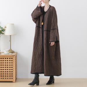 Black Striped Large Coat Winter Pleated Cardigan