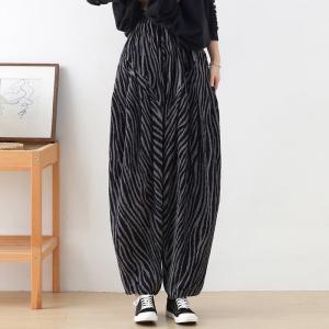 Relax-Fit Striped Carrot Pants Womens High Rise Elephant Pants