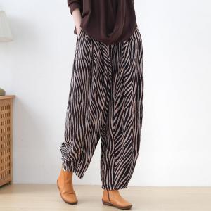 Relax-Fit Striped Carrot Pants Womens High Rise Elephant Pants