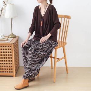 Relax-Fit Striped Carrot Pants Womens High Rise Elephant Pants