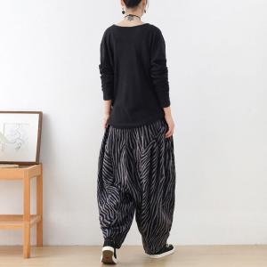 Relax-Fit Striped Carrot Pants Womens High Rise Elephant Pants