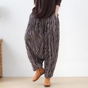 Relax-Fit Striped Carrot Pants Womens High Rise Elephant Pants