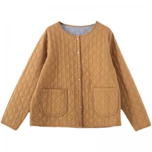 Striped Lining Quilted Jacket Lightweight Cotton Short Coat