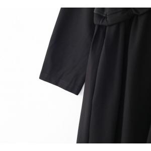 Empire Waist Belted Long Cardigan V-Neck Black Casual Coat