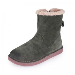 Side Zip Lamb Wool Lining Boots Winter Leather Snow Boots