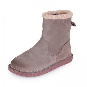 Side Zip Lamb Wool Lining Boots Winter Leather Snow Boots