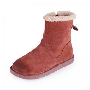 Side Zip Lamb Wool Lining Boots Winter Leather Snow Boots